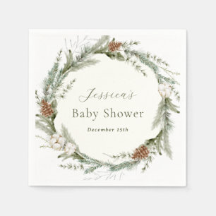 Winter Evergreen en Katoen Baby Shower  Servet