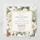 Winter Evergreen en Pine Baby shower Invitation Kaart (Voorkant)