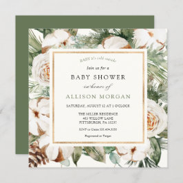 Winter Evergreen en Pine Baby shower Invitation Kaart
