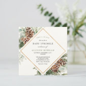 Winter Evergreen en Pine Baby Sprinkle Kaart (Staand voorkant)