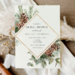 Winter Evergreen en Pine Bridal Shower Kaart<br><div class="desc">De bruiddoucheuitnodiging voor de winter is voorzien van een gouden lijst omringd door waterverf evergreen,  sinaasappelen en winterfloralen. Pas uw informatie aan of klik op "Klik om verder aan te passen" om tekenstijlen,  grootte en kleuren te bewerken.</div>