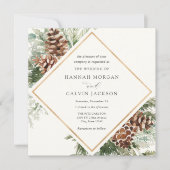 Winter Evergreen en Pine Wedding Invitation Kaart (Voorkant)