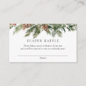 Winter Evergreen en Pinecones Luier Raffle Informatiekaartje (Voorkant)