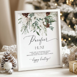 Winter evergreen Fopspeen jacht baby shower spel Poster