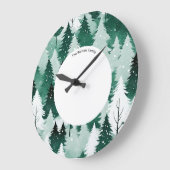 Winter Evergreen Forest sneeuwbomen gepersonalisee Grote Klok (Hoek)