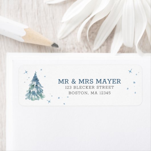 Winter Evergreen Forest Waterverf Wedding Etiket (Insitu)
