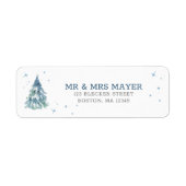 Winter Evergreen Forest Waterverf Wedding Etiket (Voorkant)