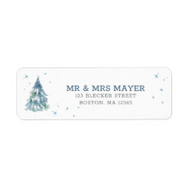 Winter Evergreen Forest Waterverf Wedding Etiket