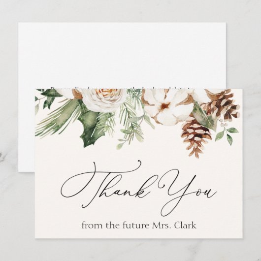 Winter Evergreen Greenery Dank je Kaart Notitiekaartje (Voorkant / Achterkant)