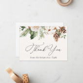 Winter Evergreen Greenery Dank je Kaart Notitiekaartje (Voorkant / Achterkant in situ)