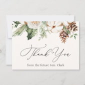 Winter Evergreen Greenery Dank je Kaart Notitiekaartje (Voorkant)