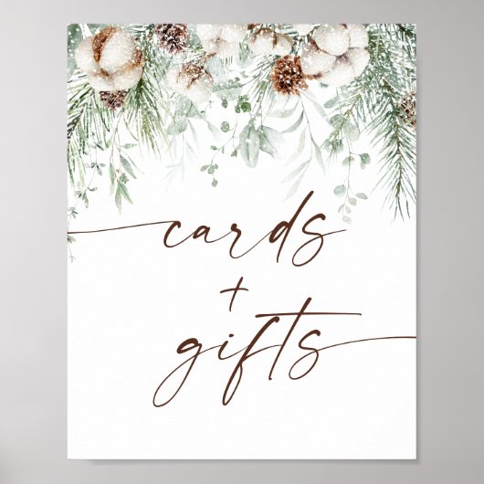 Winter Evergreen Holiday Cards en Cadeaus Teken Poster (Voorkant)