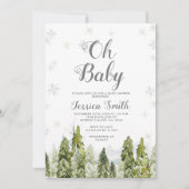 Winter Evergreen Kerst Baby shower Kaart (Voorkant)