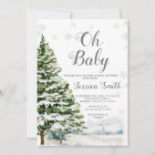 Winter Evergreen Kerst Baby shower Kaart (Voorkant)