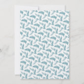 Winter evergreen kunst blauw herschikt bruiloft kaart (Achterkant)