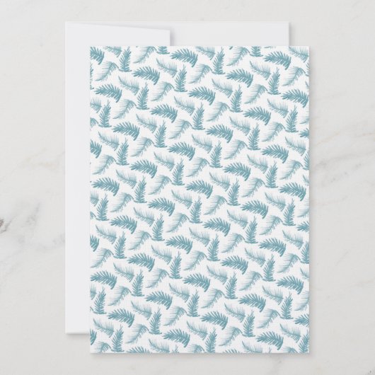 Winter evergreen kunst blauw herschikt bruiloft kaart (Achterkant)