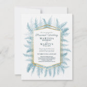 Winter evergreen kunst blauwe stream bruiloft kaart (Voorkant)