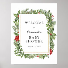 Winter Evergreen Lijst Baby shower Welkomstteken Poster