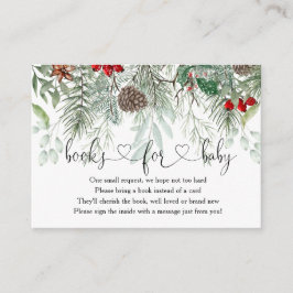 Winter Evergreen pine Baby shower Books for Baby Informatiekaartje