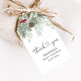 Winter Evergreen Pine Baby shower Cadeaulabel