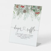 Winter Evergreen Pine Baby shower Diaper Raffle Reclamebord Met Voetstuk (Voorkant)