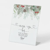 Winter Evergreen Pine Baby shower Mam-osa Bar Reclamebord Met Voetstuk (Voorkant)