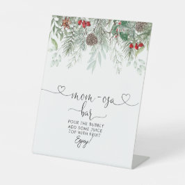 Winter Evergreen Pine Baby shower Mam-osa Bar Reclamebord Met Voetstuk