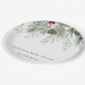 Winter Evergreen Pine Baby shower Paper Borden Papieren Bordje (Gekanteld)