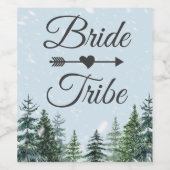 Winter Evergreen Pine Bride Tribe Wijn Etiket (Enkel label)
