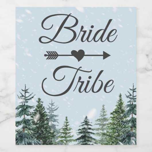 Winter Evergreen Pine Bride Tribe Wijn Etiket (Enkel label)