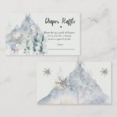 Winter Evergreen Pine Tree Diaper Raffle Ticket Informatiekaartje (Voorkant / Achterkant)