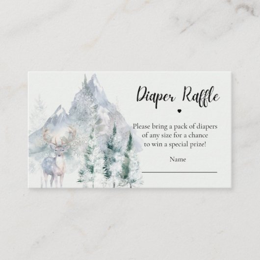 Winter Evergreen Pine Tree Diaper Raffle Ticket Informatiekaartje (Voorkant)