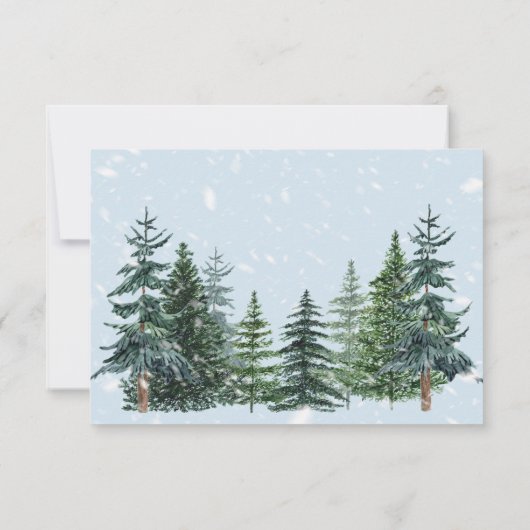 Winter Evergreen Pine Trees Bruiloft RSVP Kaartje (Achterkant)