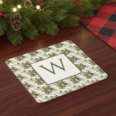 Winter Evergreen Pinecone Botanical Monogram Kartonnen Onderzetters