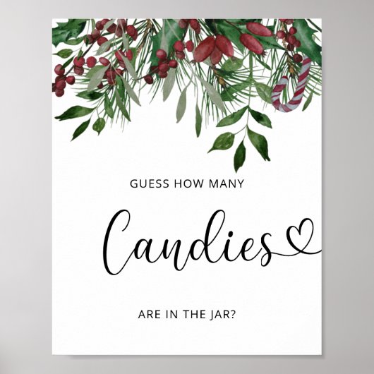 Winter evergreen Raad hoeveel snoepjes Poster (Voorkant)