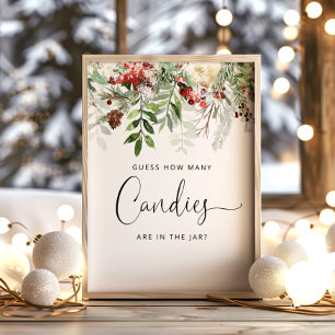 Winter evergreen Raad hoeveel snoepjes Poster