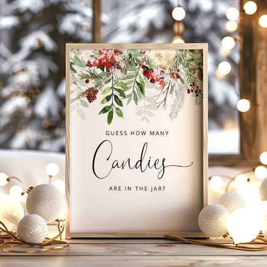 Winter evergreen Raad hoeveel snoepjes Poster