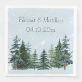 Winter Evergreen Snow Rustic Wedding Servet (Voorkant)