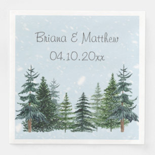 Winter Evergreen Snow Rustic Wedding Servet