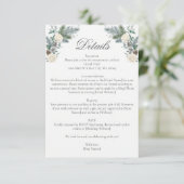 Winter Evergreen Spar Wit Rozen Bloemstuk Bruiloft Informatiekaartje (Staand voorkant)