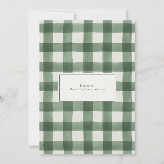 Winter Evergreen Tree Green Plaid Vrijgezellenfees Kaart (Achterkant)