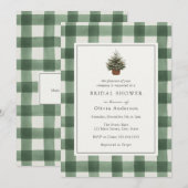 Winter Evergreen Tree Green Plaid Vrijgezellenfees Kaart (Voorkant / Achterkant)