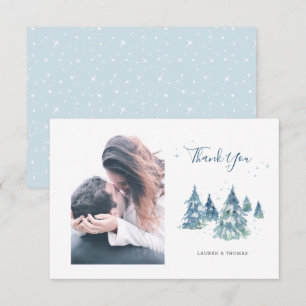 Winter Evergreen Tree Waterverf trouwfoto Bedankkaart