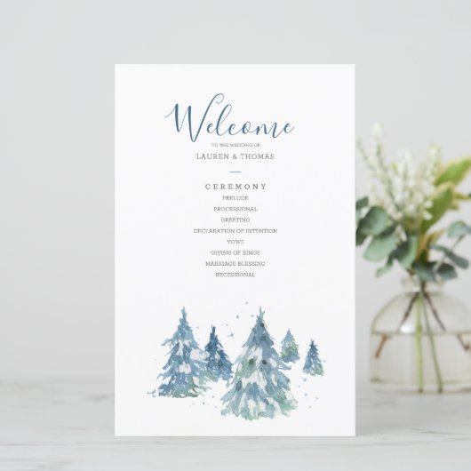 Winter Evergreen Tree Waterverf Wedding (Staand voorkant)