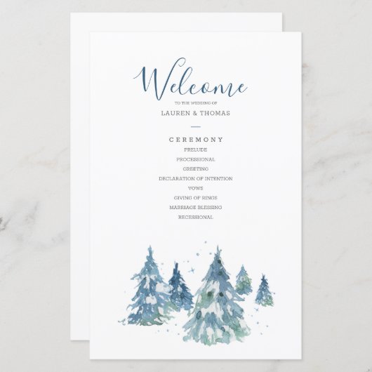 Winter Evergreen Tree Waterverf Wedding (Voorkant / Achterkant)