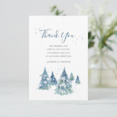 Winter Evergreen Tree Waterverf Wedding Bedankkaart (Staand voorkant)