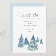 Winter Evergreen Tree Waterverf Wedding