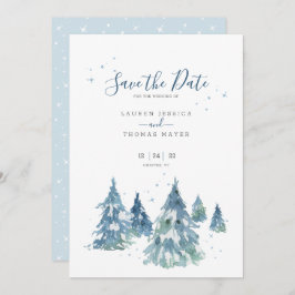 Winter Evergreen Tree Waterverf Wedding Save The Date