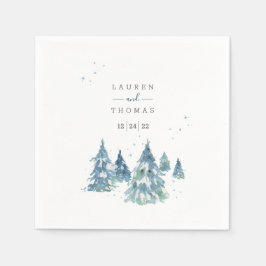 Winter Evergreen Tree Waterverf Wedding Servet