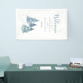 Winter Evergreen Tree Waterverf Wedding Spandoek (Beurs)